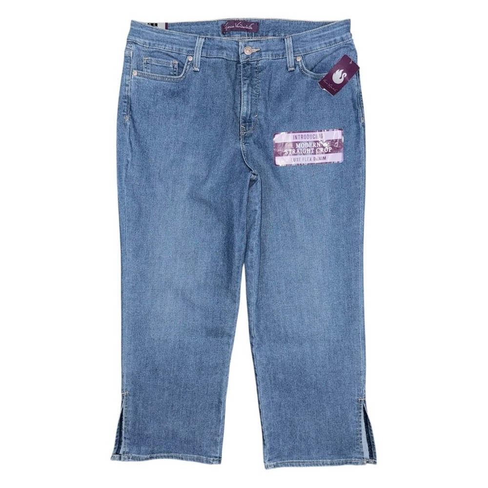NWT Gloria Vanderbilt Generation Mid Rise Straight Cropped Jeans Split Hem Sz 16